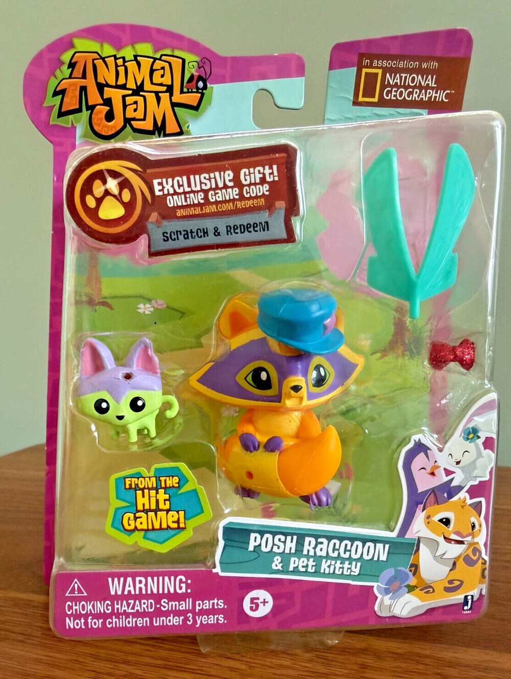 Animal Jam Posh Raccoon & Pet Kitty Mini Figure Pack Secret Code New MIB Sealed